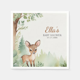 Woodland Deer Forest Neutral Baby Shower Party Pappersservett