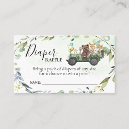 Woodland Diaper Raffle Biljett Baby Shower Card