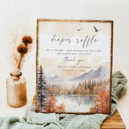 Woodland Diaper Raffle Sign Fall Baby Shower Boy Poster