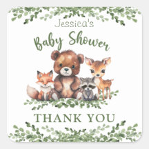 WOODLAND DJUR WATERCOLOR BABY SHOWER TACK