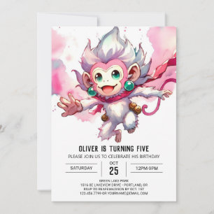 Woodland Editable Monkey Birthday Inbjudningar