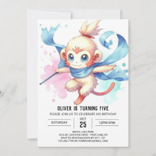 Woodland Editable Monkey Birthday Inbjudningar