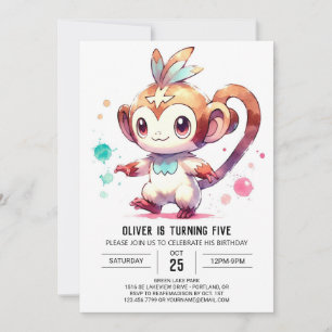 Woodland Editable Monkey Birthday Inbjudningar