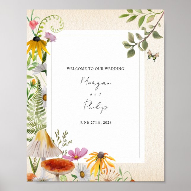 Woodland Elegant Forest Bröllop Välkommen Poster (Framsidan)