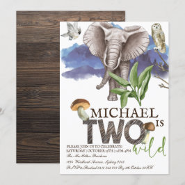 Woodland Elephant Watercolor Andra födelsedagen Inbjudningar