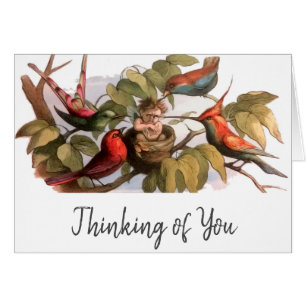 Woodland Elf i Nest: Antique Bird Sprite Fairy Hälsningskort