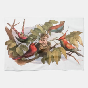 Woodland Elf i Nest: Antique Bird Sprite Fairy Kökshandduk