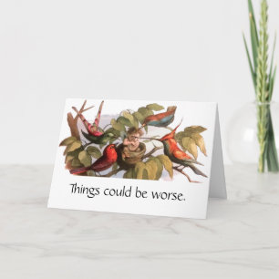Woodland Elf i Nest: Antique Bird Sprite Fairy Kort