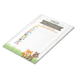 Woodland Emoji Pictionary Baby Shower Game Pack Anteckningsblock