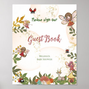 Woodland Enchanted Fairy Ladybug Guest Bok Poster