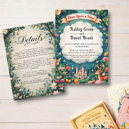 Woodland Enchanted Forest Castle Fairytale Bröllop Inbjudningar