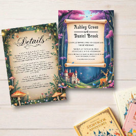 Woodland Enchanted Forest Castle Fairytale Bröllop Inbjudningar