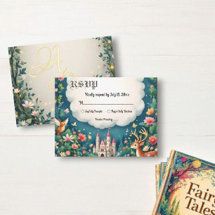 Woodland Enchanted Forest Castle Fairytale Bröllop OSA Kort