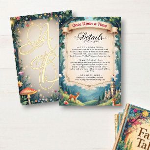 Woodland Enchanted Forest Castle Fairytale Bröllop Tilläggskort