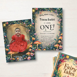 Woodland Enchanted Forest Fairytale 1st Birthday Inbjudningar