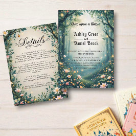 Woodland Enchanted Forest Fairytale Bröllop Inbjudningar