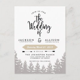 Woodland Escape Wedding bjudande in Inbjudan Vykort