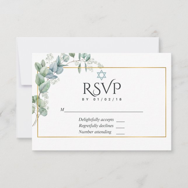 Woodland Eucalyptus Forest Greenery Bat mitzvah OSA Kort (Framsida)