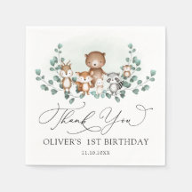 Woodland Eucalyptus Greenery Animals Birthday Boy