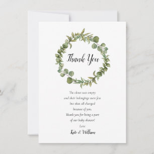 Woodland Eucalyptus Greenery Baby Shower Dikt Tack Kort