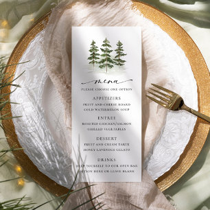 Woodland Evergreen Bröllop Menu Reklamkort