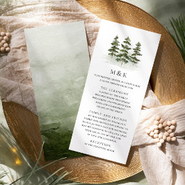 Woodland Evergreen-Bröllopsprogram Card Reklamkort