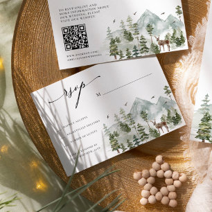 Woodland Evergreen Mountains Bröllop OSA Tilläggskort