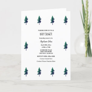 Woodland Evergreen Träd Boho Baby Shower Boy Girl Inbjudan