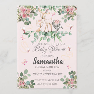Woodland Fairy Baby Shower Inbjudningar