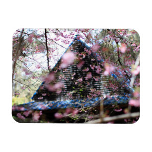 Woodland Fairy House med Rosa Flowers Magnet