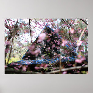 Woodland Fairy House with Rosa Flowers Poster