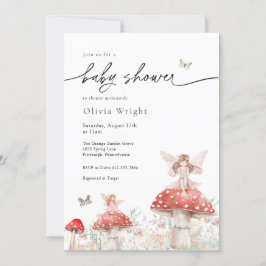 Woodland Fairy Mushroom Baby Shower Inbjudningar