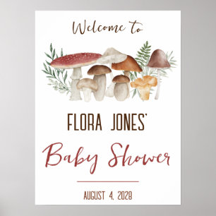 Woodland Fairy, Mushroom Baby Shower Välkommen Poster