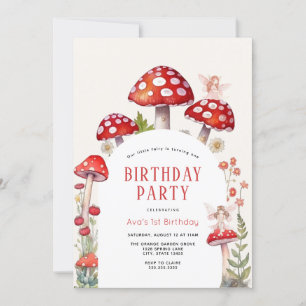 Woodland Fairy Mushroom Birthday Inbjudningar