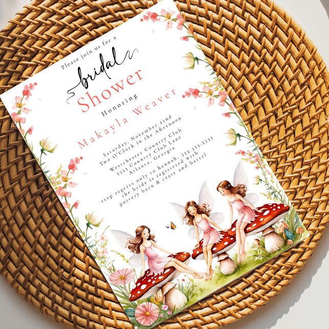 Woodland Fairy Mushroom Enchanted Möhippa Inbjudningar (Skapare uppladdad)