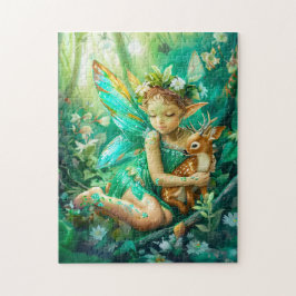 Woodland Fairy och Nyfiken Fawn Pussel