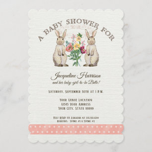 Woodland Fairy Tale Rabbits Girl Baby Shower Art Inbjudningar