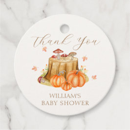 Woodland Fall Pumpkin Mushroom Baby Shower Gåvor Etiketter