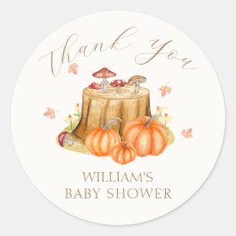Woodland Fall Pumpkin Mushroom Baby Shower Runt Klistermärke