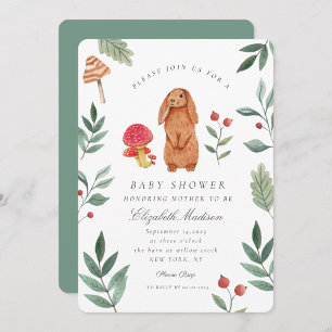 Woodland Fall Watercolor Bunny Baby Shower Inbjudningar