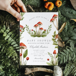 Woodland Fall Watercolor Mushroom Baby Shower Inbjudningar