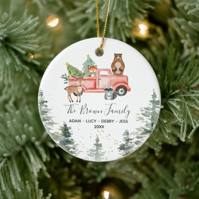 Woodland Family julhus Ornament Gift (Träd)