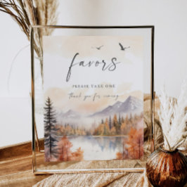 Woodland Favor Sign Rustic Baby Shower Bröllop Poster