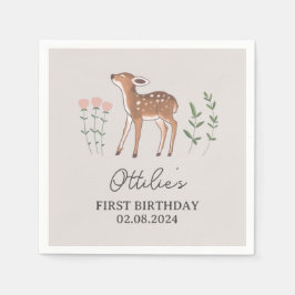 Woodland Fawn Flowers Birthday Pappersservett