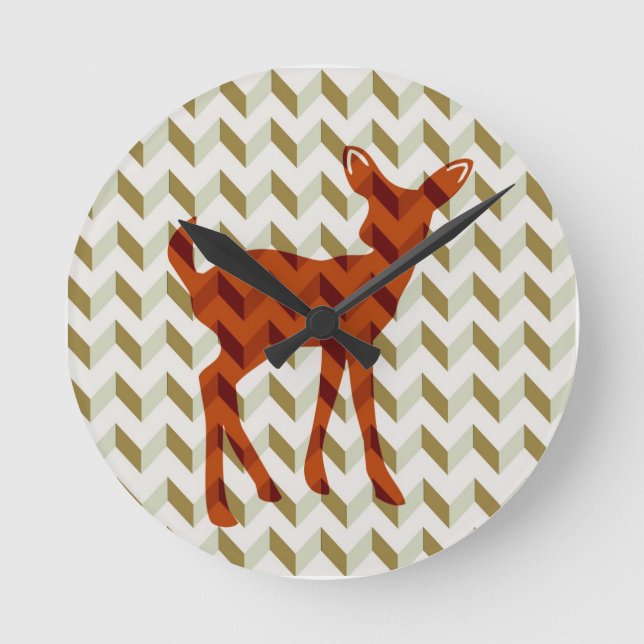 Woodland Fawn Wall Clock Rund Klocka (Framsida)