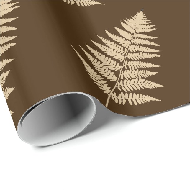 Woodland Fern 1, Brown och Beige Presentpapper (Rullad Hörn)