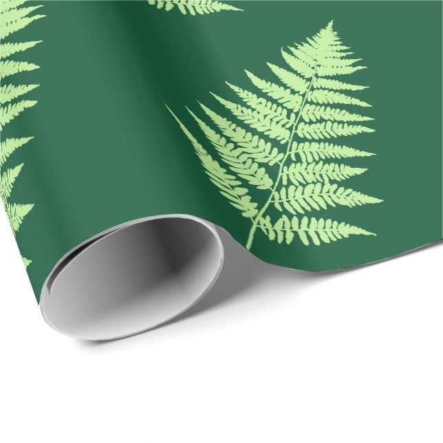 Woodland Fern 1, Emerald and Ljust grönt Presentpapper (Rullad Hörn)