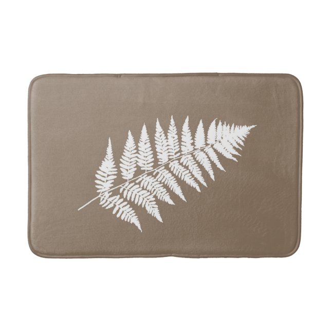 Woodland Fern 1, Taupe Tan and White Badrumsmatta (Framsidan)