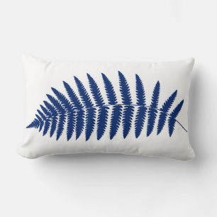 Woodland Fern 2, Cobalt Blue och White Lumbarkudde