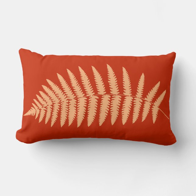 Woodland Fern 2, Mandarin Orange Lumbarkudde (Framsida)